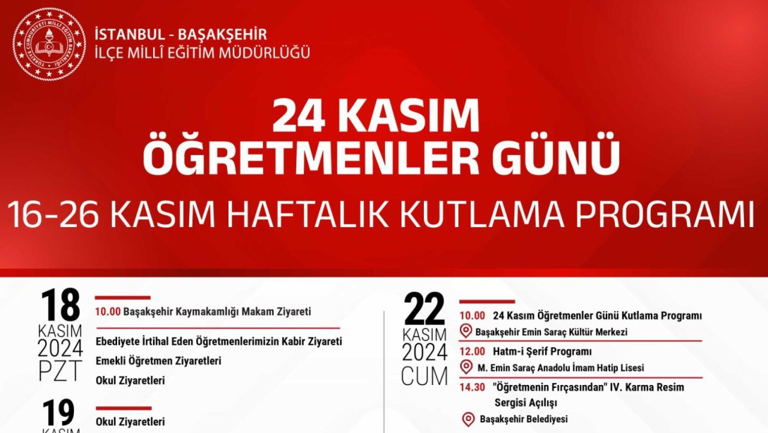 24 KASIM ÖĞRETMENLER GÜNÜ KUTLAMA PROGRAMI